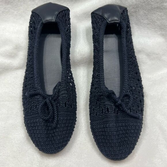 Polo Ralph Lauren Crochet Ballet Flats Navy Blue size 5.5 Made in Spain - Picture 1 of 9